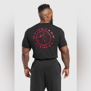 GYMSHARK Men’s Legacy T-Shirt Slim Fit Black/Conditioning Red- NWT